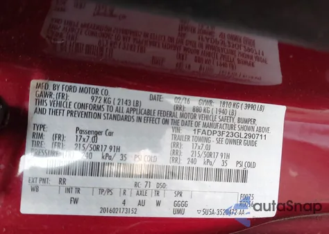 2016 Ford Focus Se из США, поврежденный, VIN 1FADP3F23GL290711